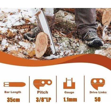 Lot de 3 Chaîne de tronçonneuse Faible Rebond 3/8LP 50 maillons 1,1mm 35cm Compatible pour Stihl 009-023 MS170-210 ,