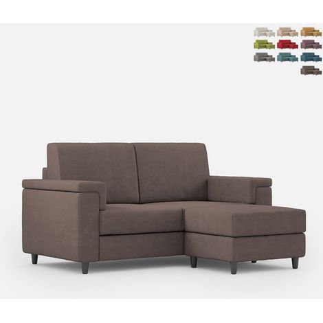 Sofá 2 plazas salón moderno con pouf de tela Marrak 120P - Marrón (1/5)