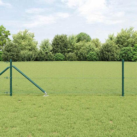 Zaunpfosten Grün 25 x 0,6 m (19 x 19 mm Maschen) Stahl und PVC
