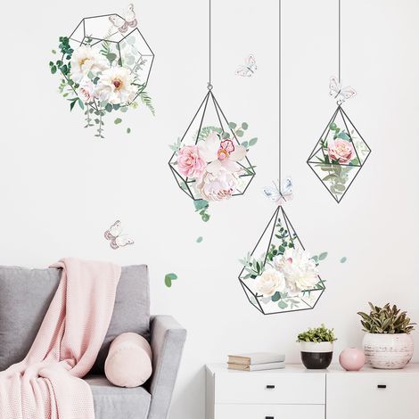 Lntyq Stickers Mureaux Suspendus à Fleurs Stickers Muraux Fleur De Printemps Autocollant Mural Plantes Fleurs Tropicale Sticker Mural Panier à Fleurs Pour Chambre Salon Bureau Fenêtre Mur Décoratifs (1/5)