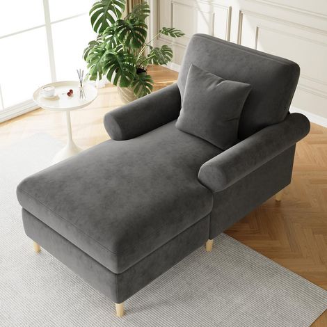 Fauteuil relax pliable xxl en velours, sac poire confortable, coloris gris (1/5)