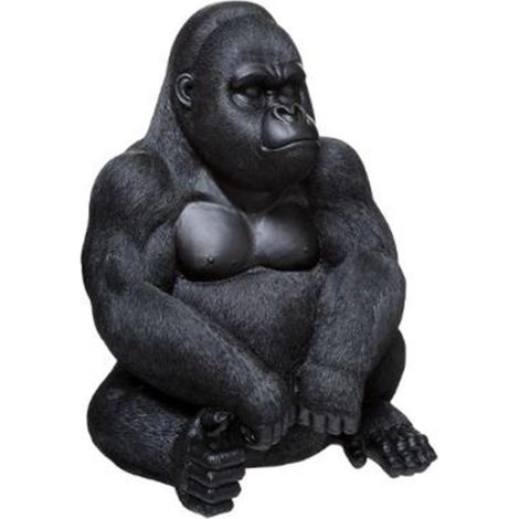 Statue Déco "Gorille Assis" 46cm Noir