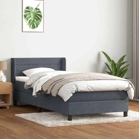 Boxspringbett mit Matratze Dunkelgrau 90x220 cm Samt