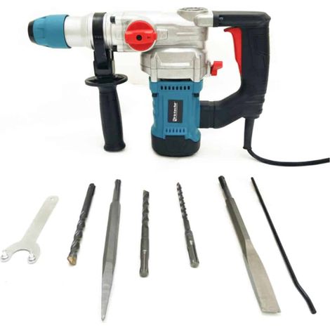 TRAPANO MARTELLO DEMOLITORE TASSELLATORE ELETTRICO 26mm 1500W PLUS PUNTE 194vt (1/2)