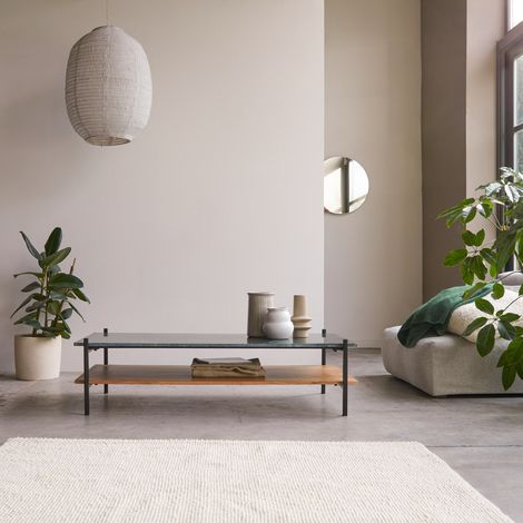Table basse en bois d'acacia massif et marbre 130x65 Edit (1/5)