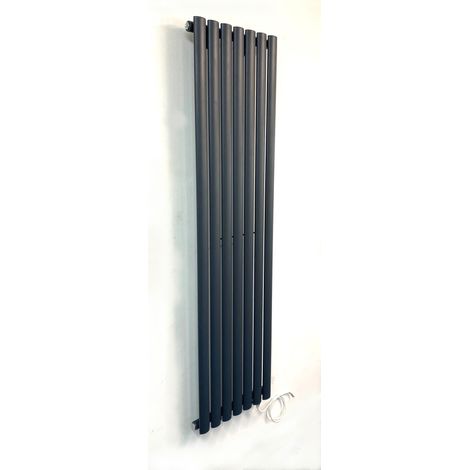 Electric Anthracite Single Oval Tube Radiators 1600 x 480 Vertical Column Radiators