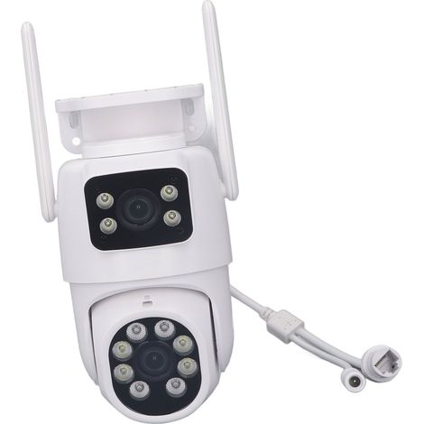 Caméra de surveillance double objectif sans fil WiFi 3MP télécommande détection de mouvement extérieur intérieur prise UE (1/5)