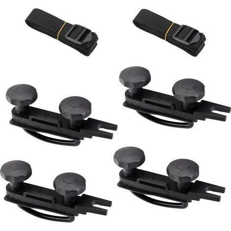 4 Pièces de Fixation de Coffre de Toit U étrier, 4 pièces de Fixation de Coffre de Toit en U, Accessoires pour Coffres de Toit avec 8 écrous de Sécurité Robustes et 2 Bandages (1/5)