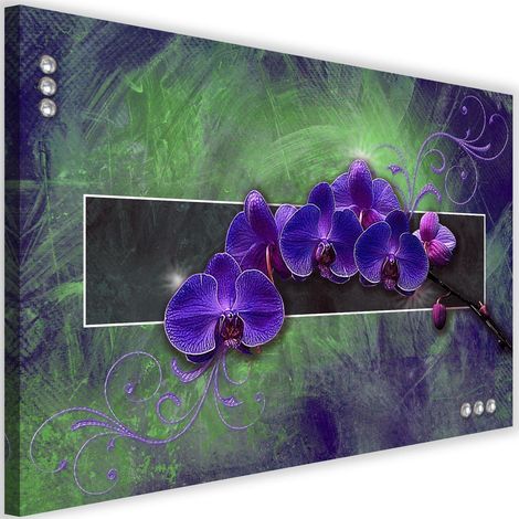 Tableau sur toile Fleur d'orchidée Nature Violet 60x40 (1/5)