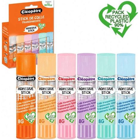 Bâtons de colle - Transparente - Lot de 6 tubes de 8g - Cléopâtre Adhésive - Scolaire
