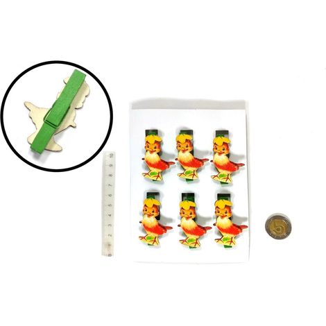mollette in legno per pollo 6 pezzi 4,5 cm