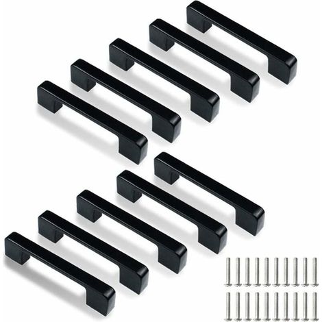 Crediri - 10 tiradores negros para muebles (96 mm), de acero inoxidable, para armarios de cocina, color negro (1/5)