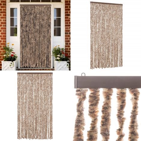 Fliegenvorhang Beige und Dunkelbraun 100x220 cm Chenille - Fliegenvorhang - Insektenschutz - Türvorhang - Moskitonetze - Sommergarten - Home & Living