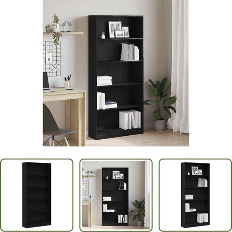Bücherregal Holz - Bücherregal Schwarz Eichen-Optik 80x24x176 cm Holzwerkstoff (1/5)