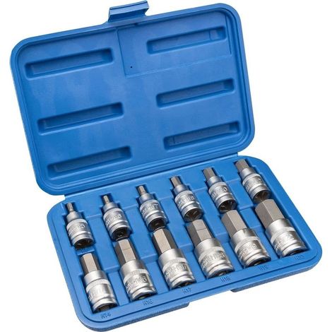 12-piece Torx socket set with hex sockets, sizes 5, 6, 7, 8, 10, 12, 14, 16, 17, 18, 19, 22 mm, with plastic storage case, 12.5 mm (1/2 inch) (1/5)