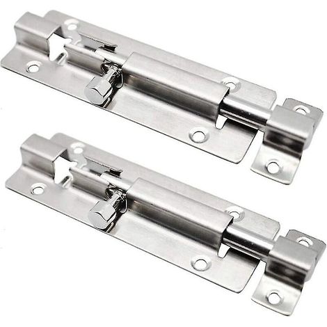 2 verrous de porte, loquet coulissant de 10 cm en acier inoxydable (1/3)