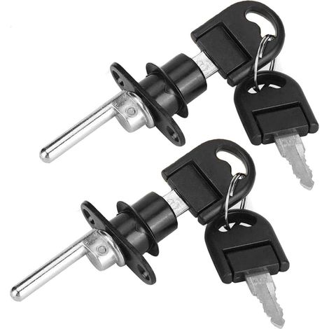 2pcs Serrure à Piston de Classeur Avec Clé, Serrure de Tiroir, Serrures de Table, Verrou d'armoire, Armoire de Verrouillage de Porte, Verrou à Piston pour Classeurs Vitrin (Noir) (1/5)