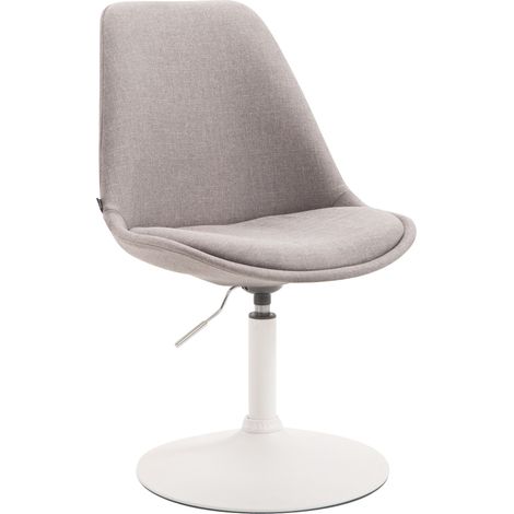 Chaise de salle à manger x1 pivotante hauteur réglable en tissu gris et pied trompette en métal blanc 100008279 (1/5)