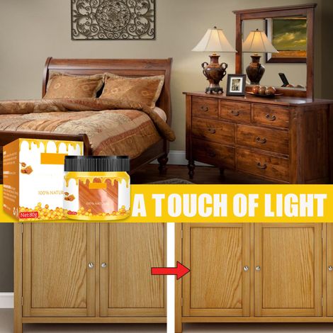 Cire d'abeille multifonction 80g + éponge pour polir meubles en bois, table et chaise, entretien du bois, boîte pratique (1/5)