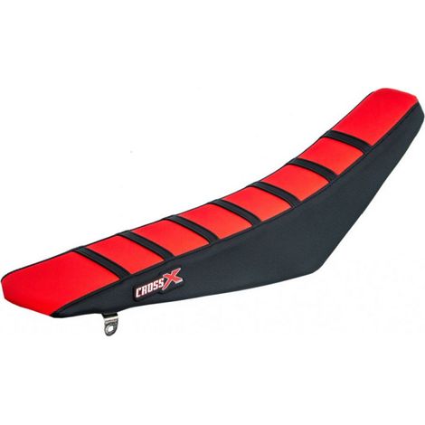 HOUSSE DE SELLE compatible avec les motos de marque HONDA CRF 250 - 450 TOP RED- SIDE BLACK-STRIPES BLACK