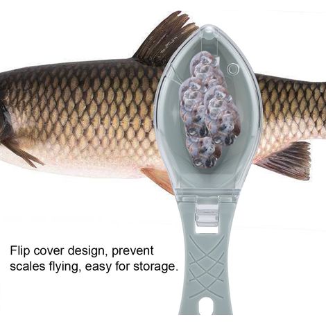 Écailleur à poisson rapide bleu, grattoir plastique pour nettoyage cuisine, couteau à écailles pratique, brosse anti-dérapante, outil de préparation culinaire (1/5)