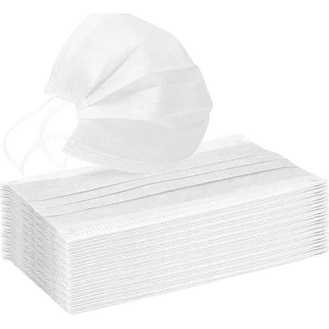 Einwegmaske, 3-lagiges Design, atmungsaktives Material, Weiß-200PCS (1/2)