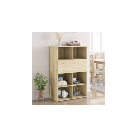 Buffet haut chêne sonoma 80x42,5x124 bois d'ingénierie (1/5)