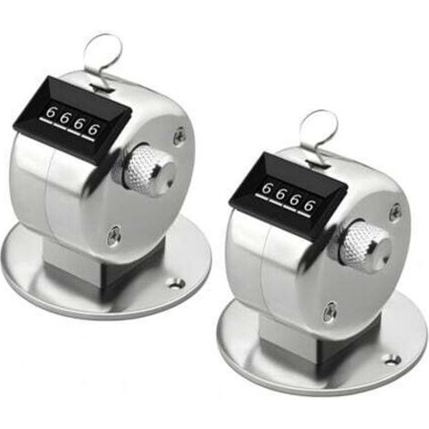 Silver Metal Hand Counter, Mechanical Palm Counter, 4-Digit Hand Counter, Sports Trainer Supplies (2 Pieces)