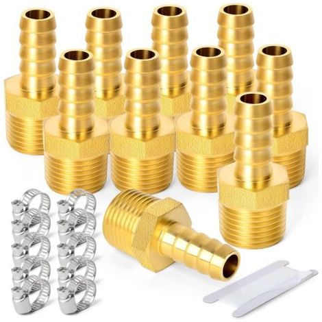 2 pièces raccords embout cannelé acier inox 304, 10 mm vers filetage mâle BSP 3/4\