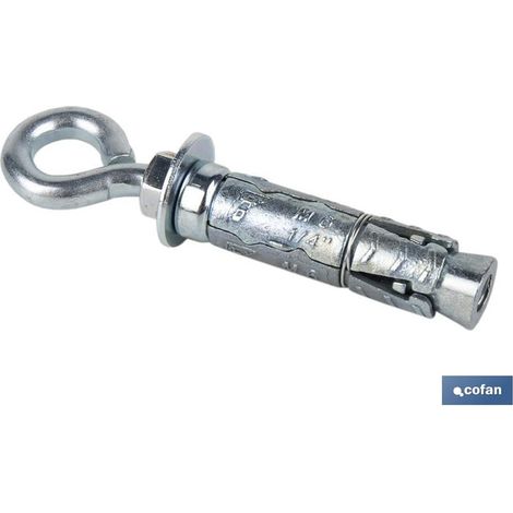 Cheville Zamak M6 x 45 mm avec anneau pour charges moyennes et élevées dans les matériaux solides