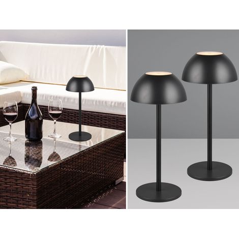 2er SET Akku LED Tischlampen kabellos für Innen & Außen, Schwarz - 30cm klein