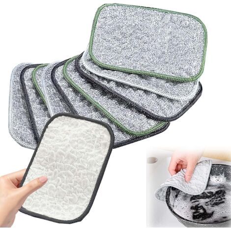 Essuie-tout double face anti-rayures en laine d'acier, chiffons de nettoyage réutilisables en laine d'acier pour ustensiles de cuisine, éviers, vaisselle et cuisinières (1/5)