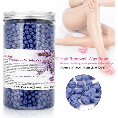Cire dépilatoire chaude en grains, soin du corps, épilation du maillot et des jambes, 500 g, lavande (1/5)