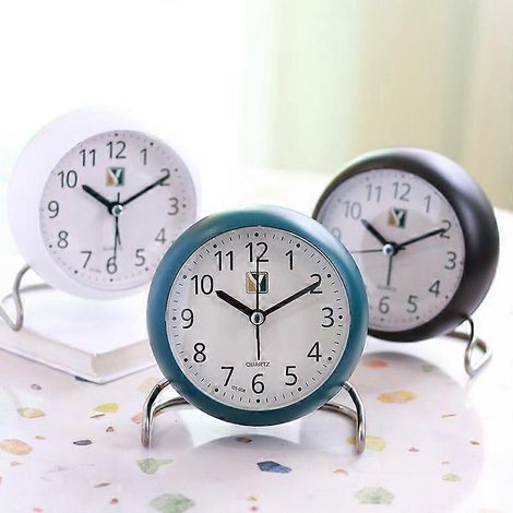 Réveil enfant en métal de style nordique, horloge de table silencieuse rétro et créative, réveil de chevet pour étudiant, réveil rond décoratif [Orange OS008] (1/5)
