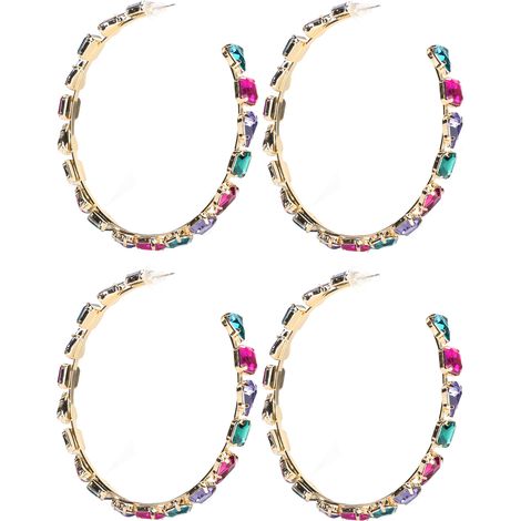 2 Pairs Earrings Diamond Geometric Drop Dangle All‑Match Fashion Jewelry Accessories (1/5)