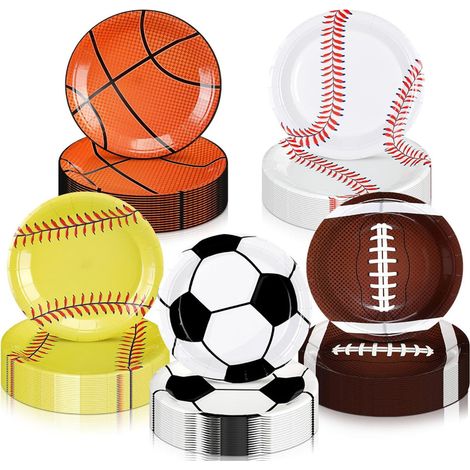 Lot de 50 assiettes décoratives en carton en forme de ballon, idéales pour une fête d'anniversaire de garçon sur le thème du sport (22,86 cm / 9 pouces). (1/5)