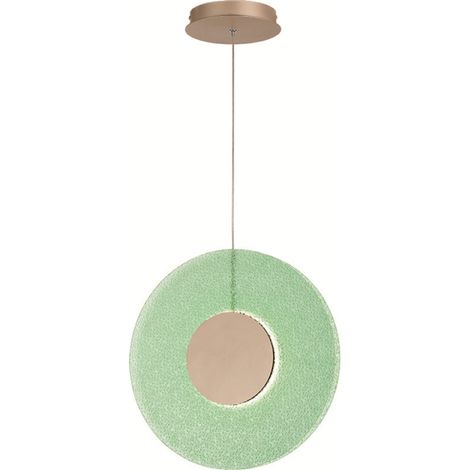 Lampada a sospensione LED CANDY 45 cm in metallo Oro e vetro graniglia Verde (1/4)