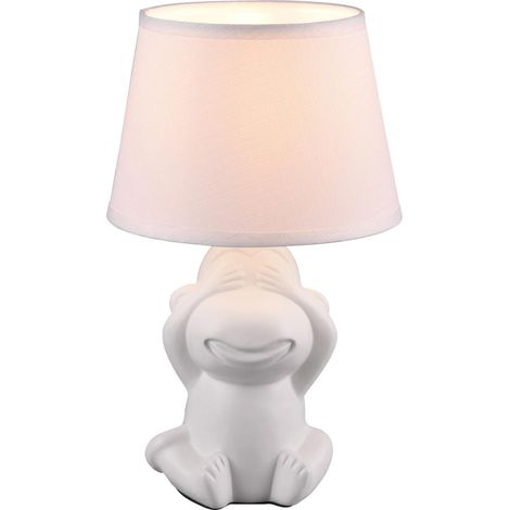 Lámpara de sobremesa Reality Abu Ø 17 cm. Salón, dormitorio y zona de niños. Estilo moderno. Cerámica. Color blanco (1/3)