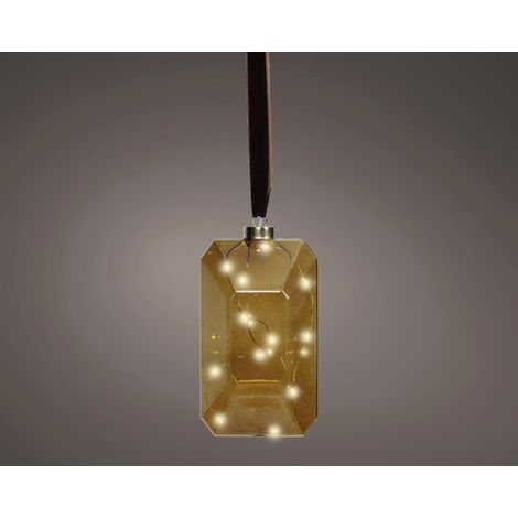 Lumineo LED Hänger batteriebetrieben Glas 17 x 10 cm warmweiß braun