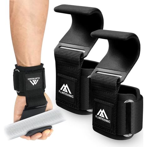 Weightlifting Hooks, 8cm Neoprene Padded Wrist Wrap, Bodybuilding Hook for Men and Women, for Powerlifting, Barbell Lifting and Pulling, Crossfit, Rows and Deadlifts (1/5)