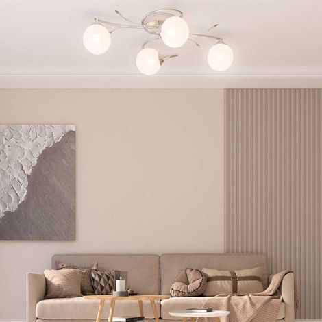 vidaXL Lámpara de techo pantallas cristal redonda 4 bombillas LED G9 (1/5)