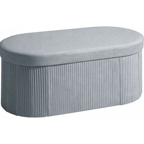 Banc de rangement pliable rembourré en tissu effet velours, coffre dissimulé 72 L, banc d’entrée compact pour petits espaces, gris foncé CHICFURN (1/5)