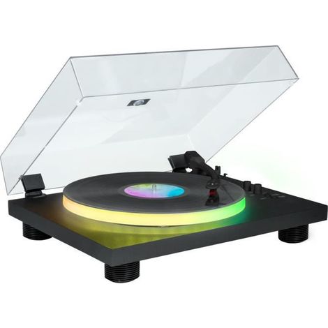 Tourne-disques BIGBEN INTERACTIVE PARTYBTTDLIGHT - Plateau lumineux - Entraînement par courroie - Bluetooth - Effets lumineux