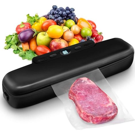 Machine à emballer sous vide automatique pour aliments, scellage sous vide One Touch pour la conservation des aliments secs (Noir) (1/5)