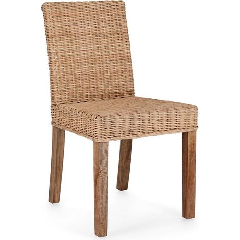 Sedia "Analuz" struttura in legno di mango con intreccio in rattan da interno -Confezione da 1 Pezzo (1/5)