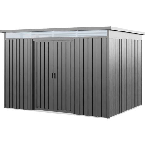 GFP Primeyard Casetta da giardino metallo 260x200x200 cm Armadio da esterno per attrezzi grigio