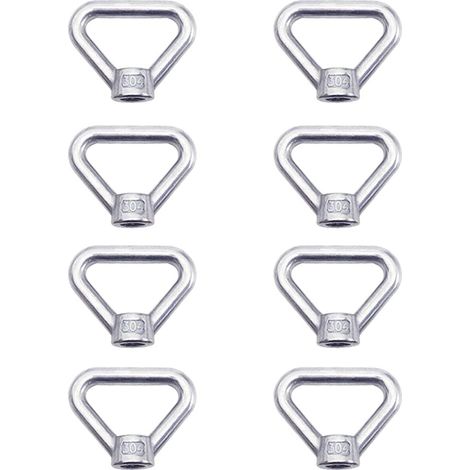 Écrou à Oeil de Levage 8 Pièces M8 Écrou à Anneau Écrou à Vis Argenté 304 en Acier Inoxydable Triangle Anneau Écrou Anneau de Levage Oeil Écrou Attache M8 Écrou à Anneau Femelle