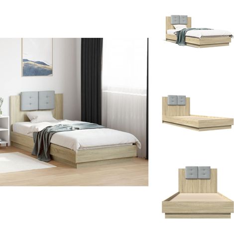 Cadre de lit sans matelas chêne sonoma 100x200 cm - Cadre De Lit - Lit Double - Lit Design - Lit Moderne - Lit En Bois (1/5)