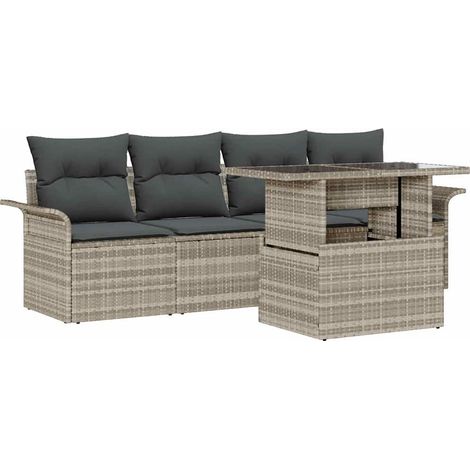 Maison Exclusive - Set Divano da Giardino 5 pcs Grigio chiaro polyrattan