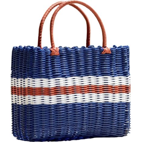 panier de rangement bleu tressé avec poignées contenant (1/5)